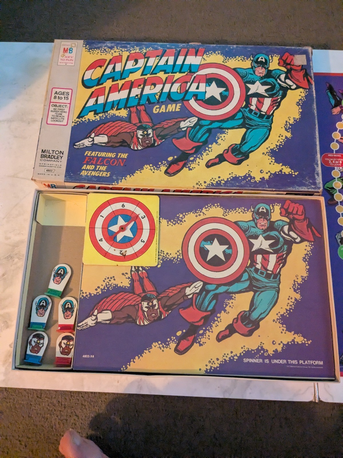 Captain America Board Game Vintage 1977 Milton Bradley Falcon Avengers Marvel