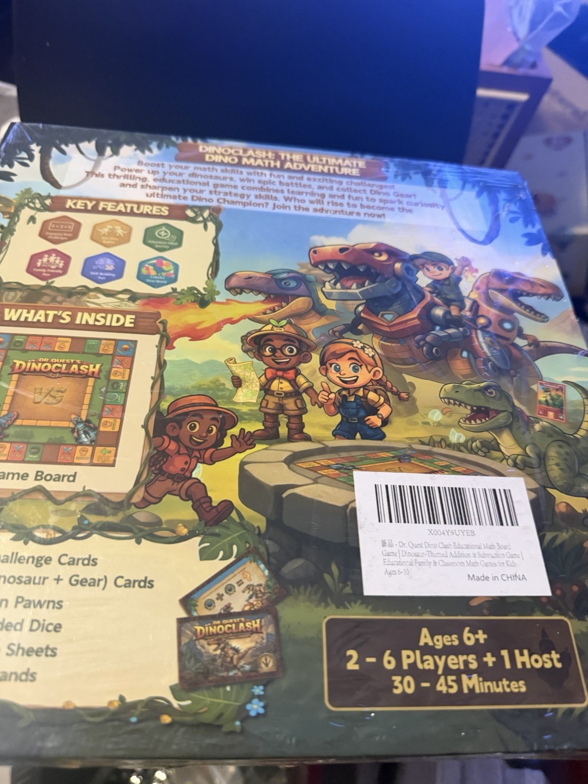 Dr. Quest Dino Clash Educational Math Board Game | Dinosaur-Themed Addition & Su