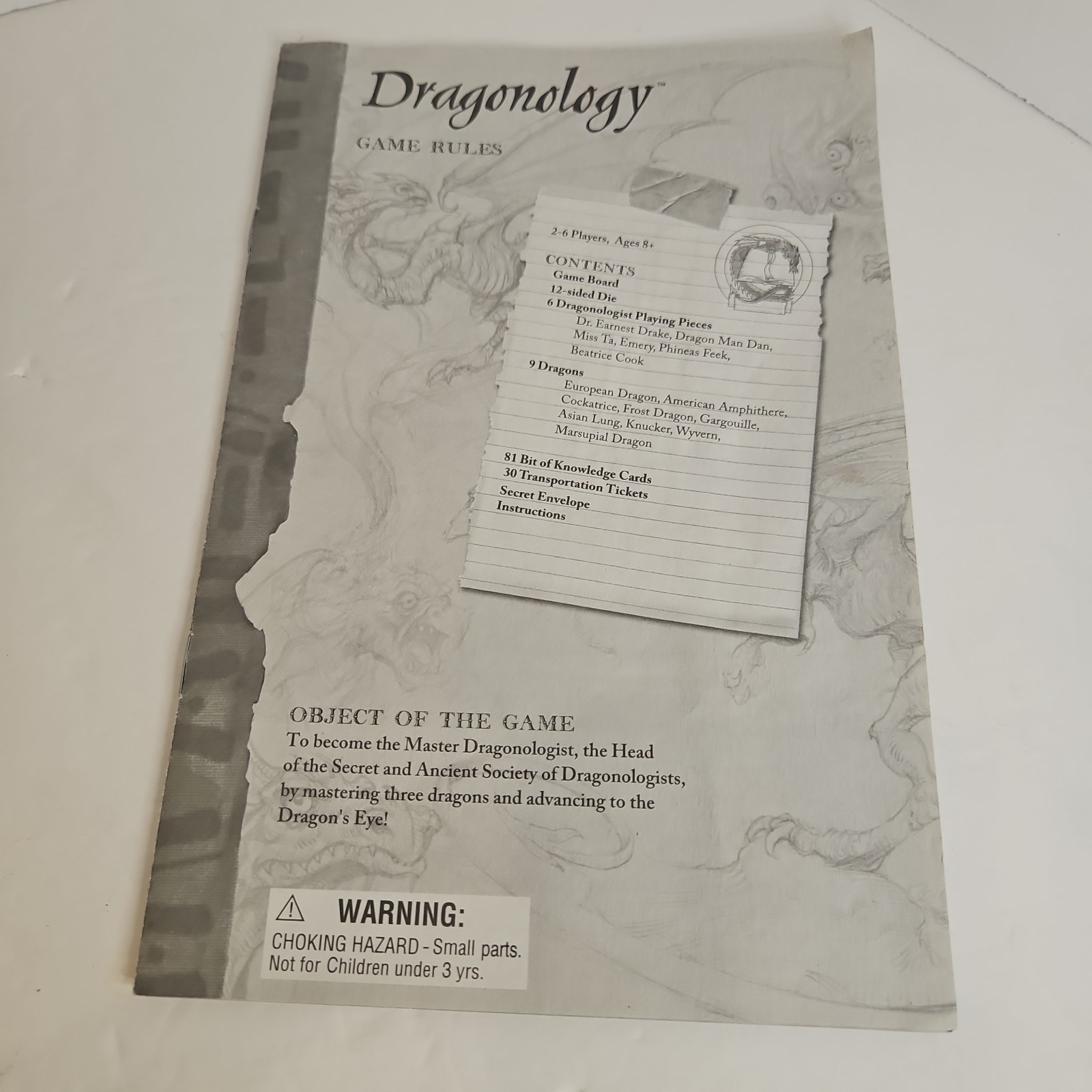 Vintage Dragonology The Game Sababa Toys Board Game 2003 NYTimes Best Sell Book