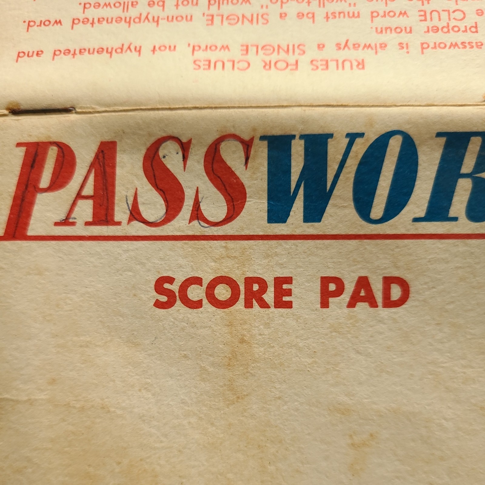 Vintage 1962 Milton Bradley 10-Adult Classic Password Board Game Parts Only