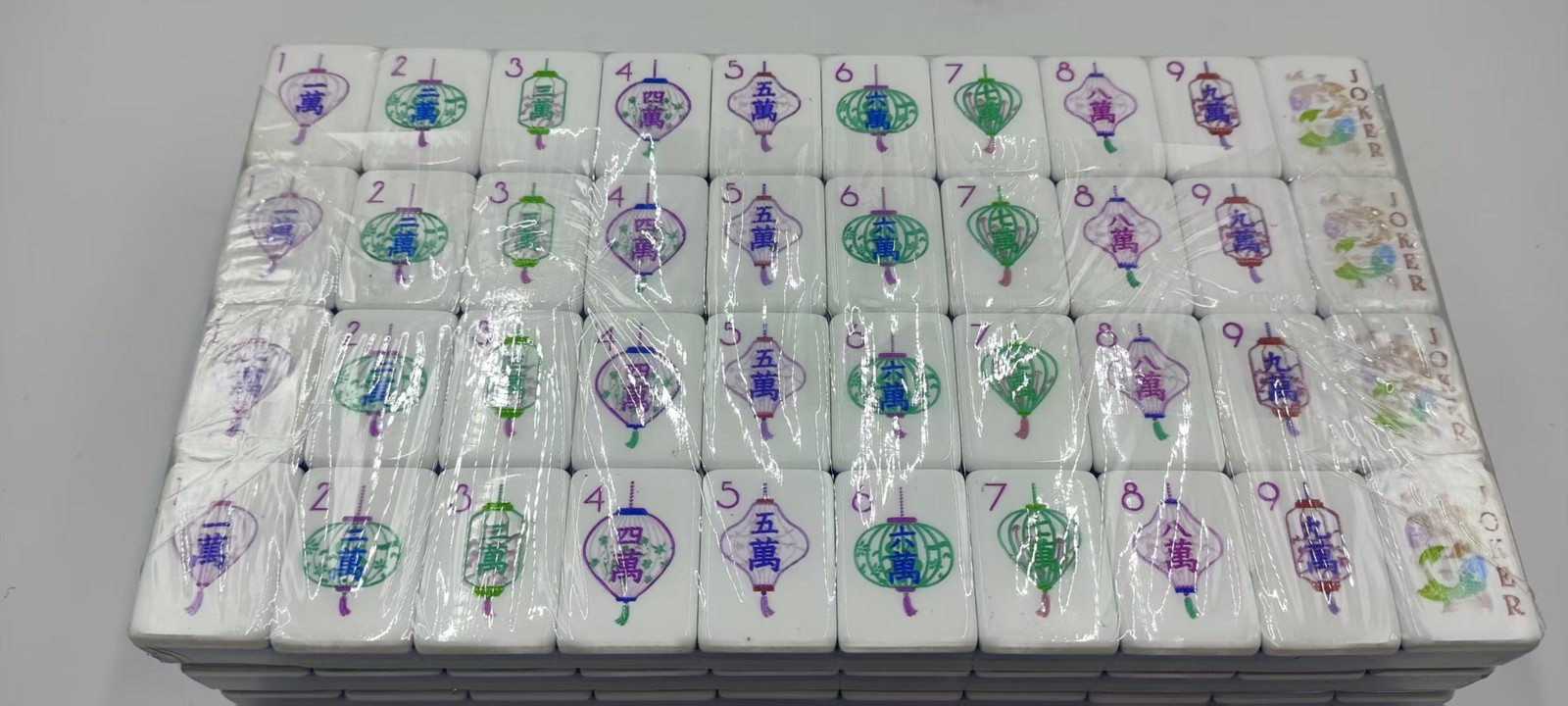 160 American Mahjong Tiles 4-Layer Acrylic Blue Theme Engraved Set/
