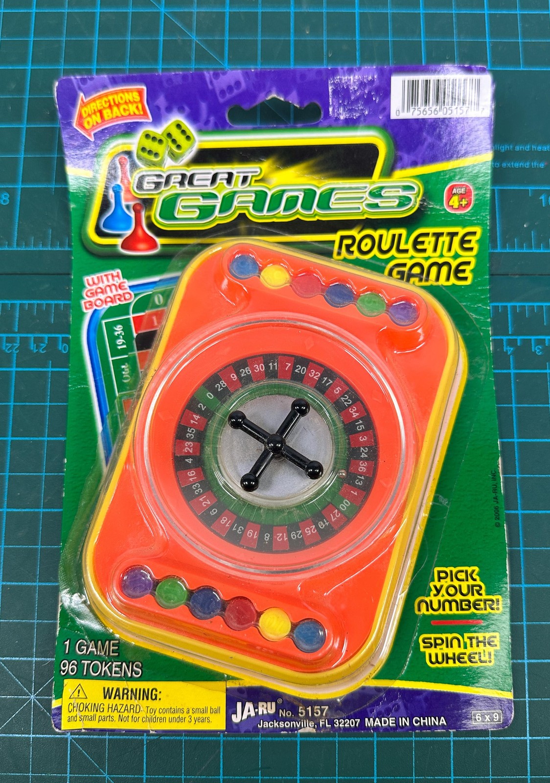 JA-RU Great Games Roulette Game Toy New Sealed Card 96 Tokens Age 4+ Travel