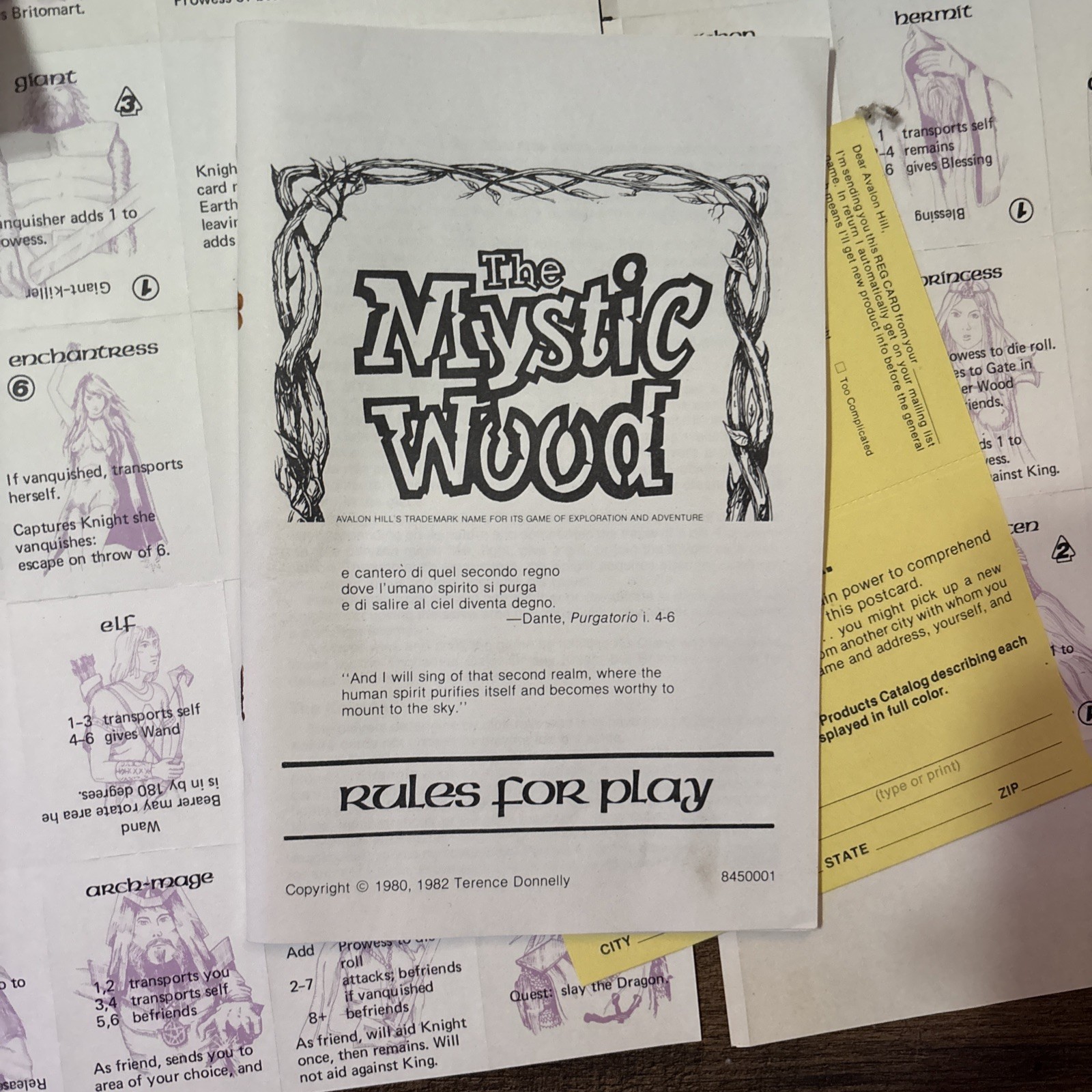 The Mystic Wood VINTAGE 1982 Board Game Avalon Hill Fantasy Adventure