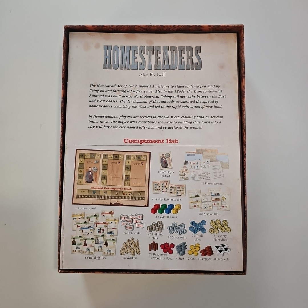 Homesteaders 2nd Edition Board Game TMG Ages 12+ 2-4 Plyrs