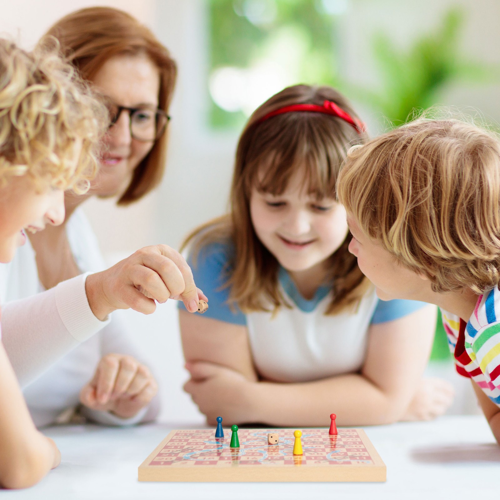 2-in-1 Reversible Wooden Snakes and Ladders, Ludo Game Set – 11.3″