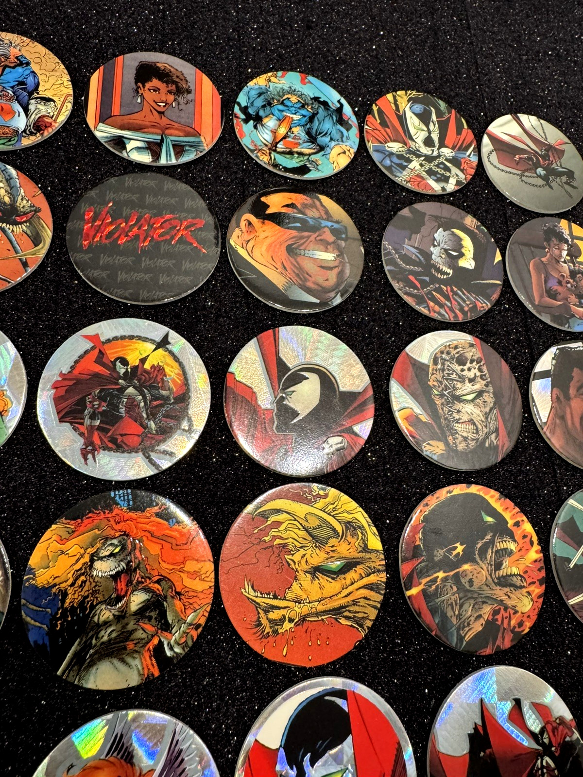 COMPLETE SET 1995 SPAWN pogs CANADA GAMES 1-70 foil pogs + Slammers 1-8 Rare!