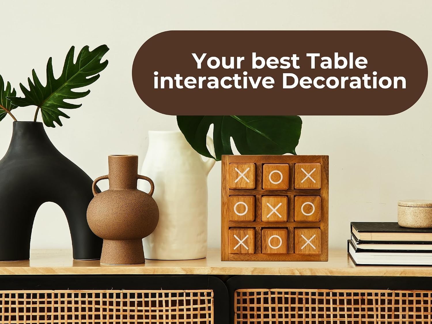 Rustic 5.5-Inch Wooden Tic Tac Toe – Family Game & Home Decor Centerpiece
