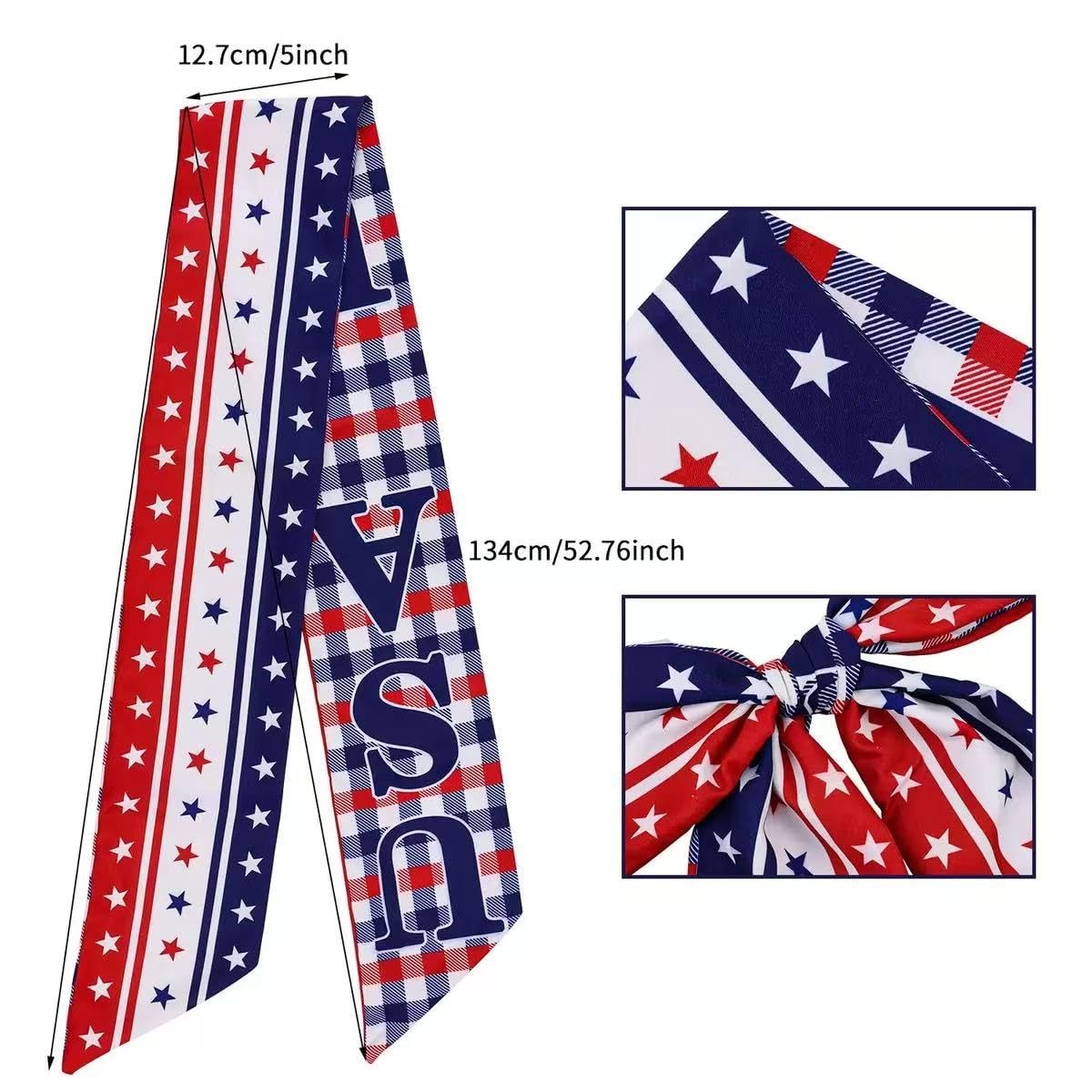 Red White Blue Patriotic Sash for Front Door Wreath 4th of July Decor Stripe