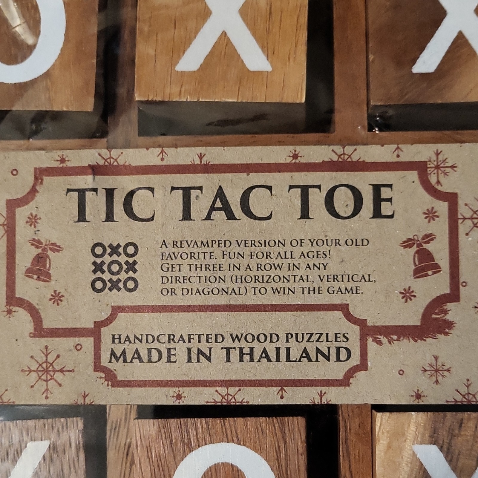 SiamMandalay Handcrafted Wooden Tic Tac Toe Board Game, Strategy, Complete Set