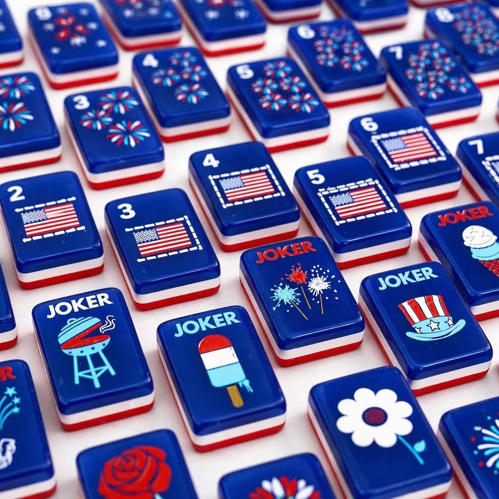 American Mahjong Tiles, Premium Acrylic Tiles with USA Flag
