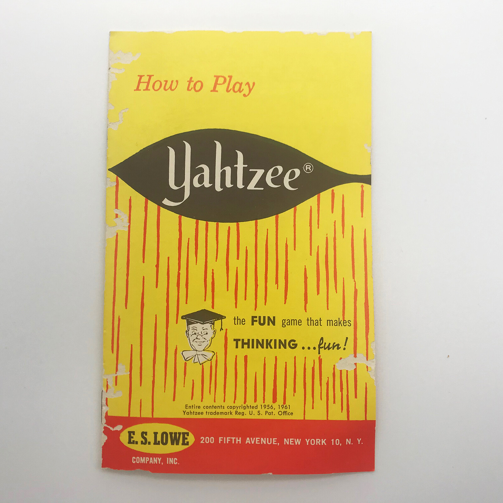 Vintage 1950’s-60’s Yahtzee – Replacement Rule Book – E.S. Lowe Co #950