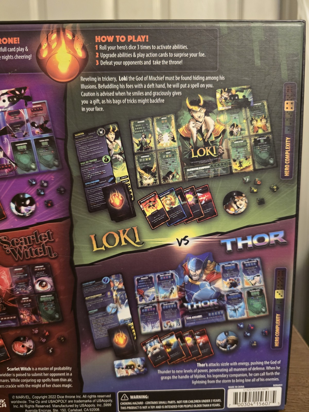 Roxley Marvel Dice Throne Board Game Thor Loki Scarlet Witch Spider-Man Openbox