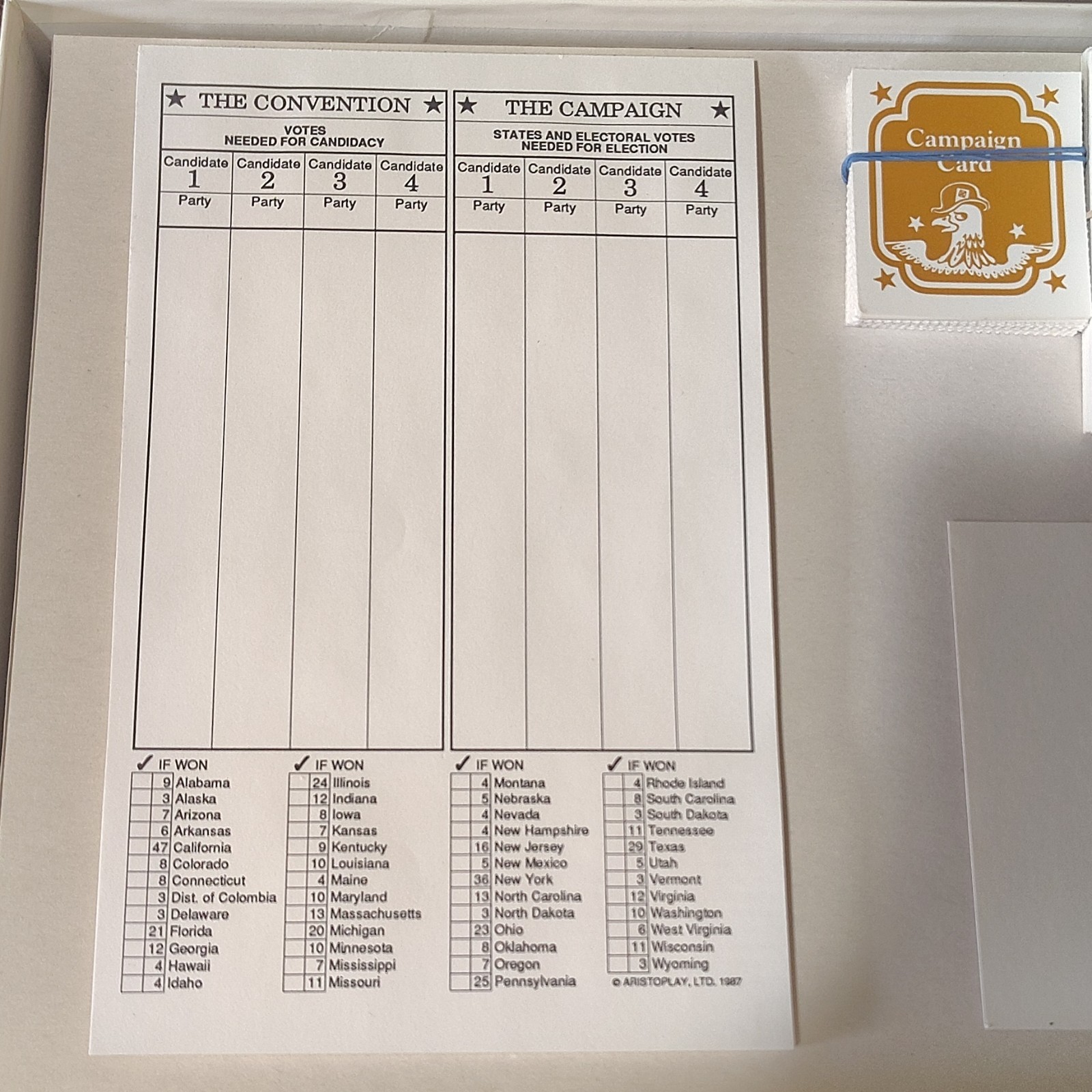 Aristoplay, Ltd. Hail to the Chief Board Game 1988 COMPLETE