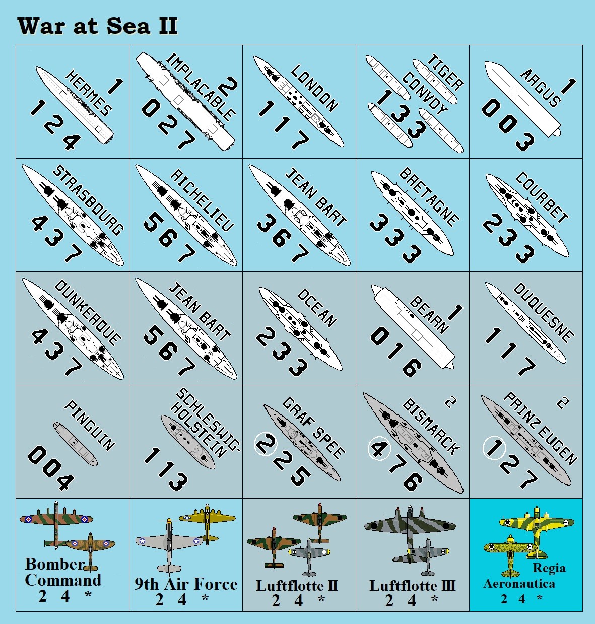 Plan View Counters for War at Sea II and War at Sea 2