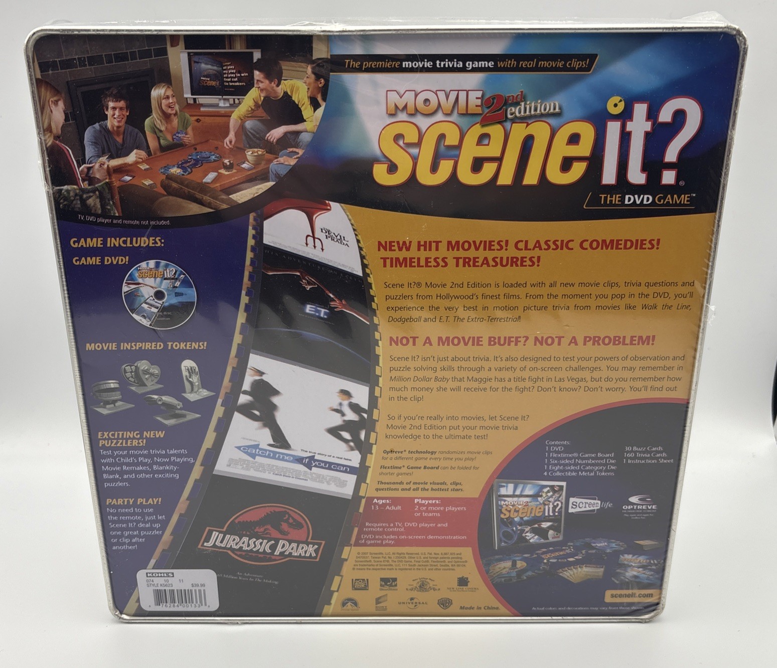 Scene It? Movie 2nd Edition Deluxe DVD Trivia Board Game 2007 Metal Tin Box New