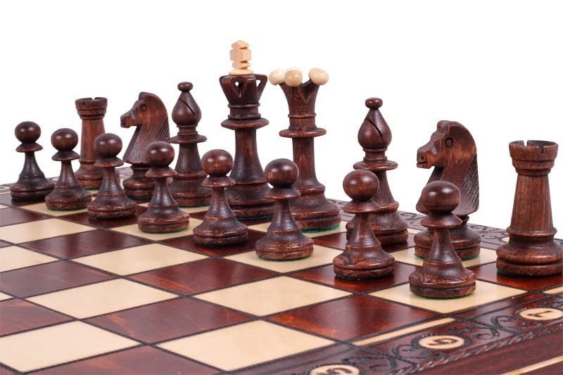 Wooden Chess Set 16″ Board Handcrafted Pieces – Great Gift for Beginners