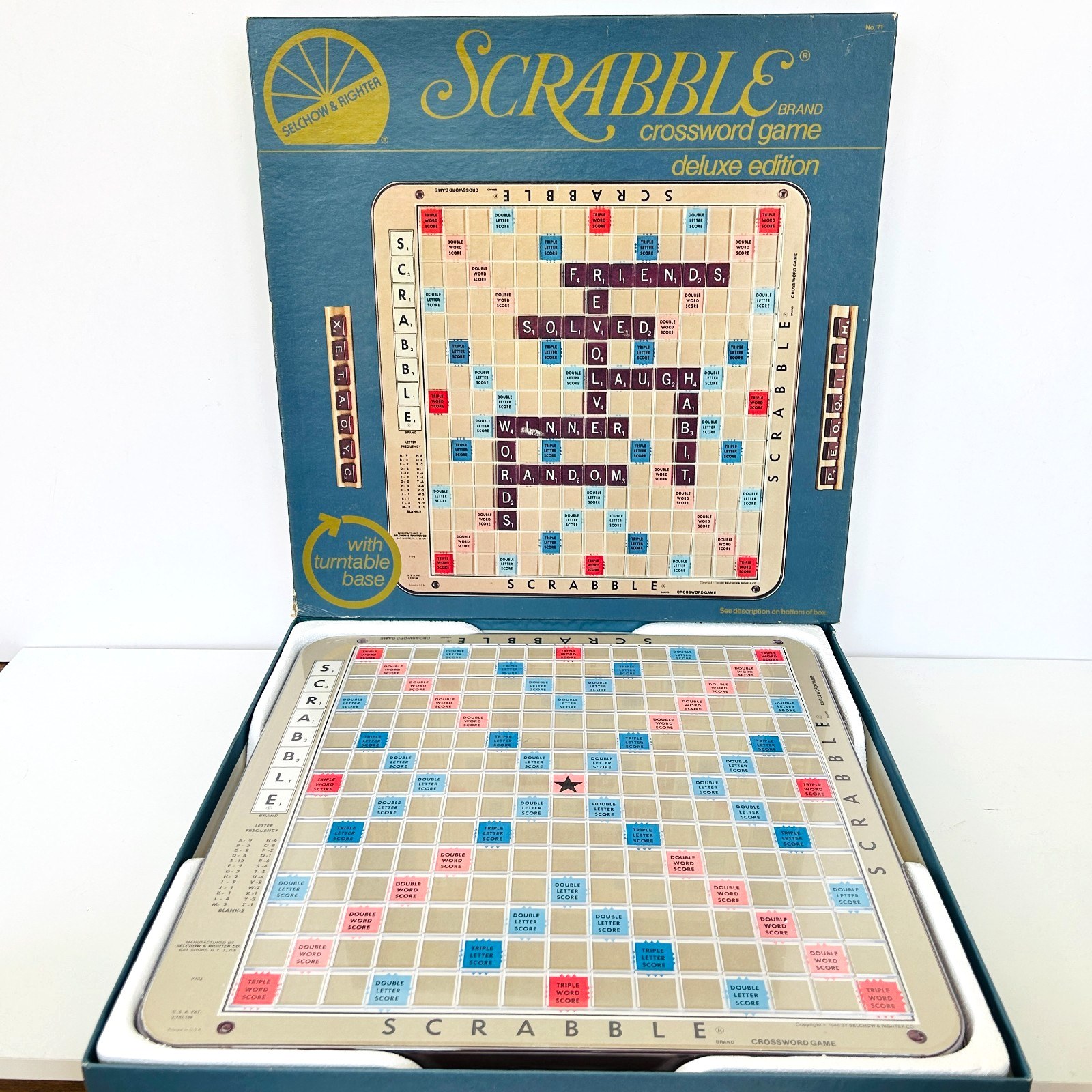 Scrabble Deluxe Rotating Turntable Edition Selchow & Righter 1982 Original Box