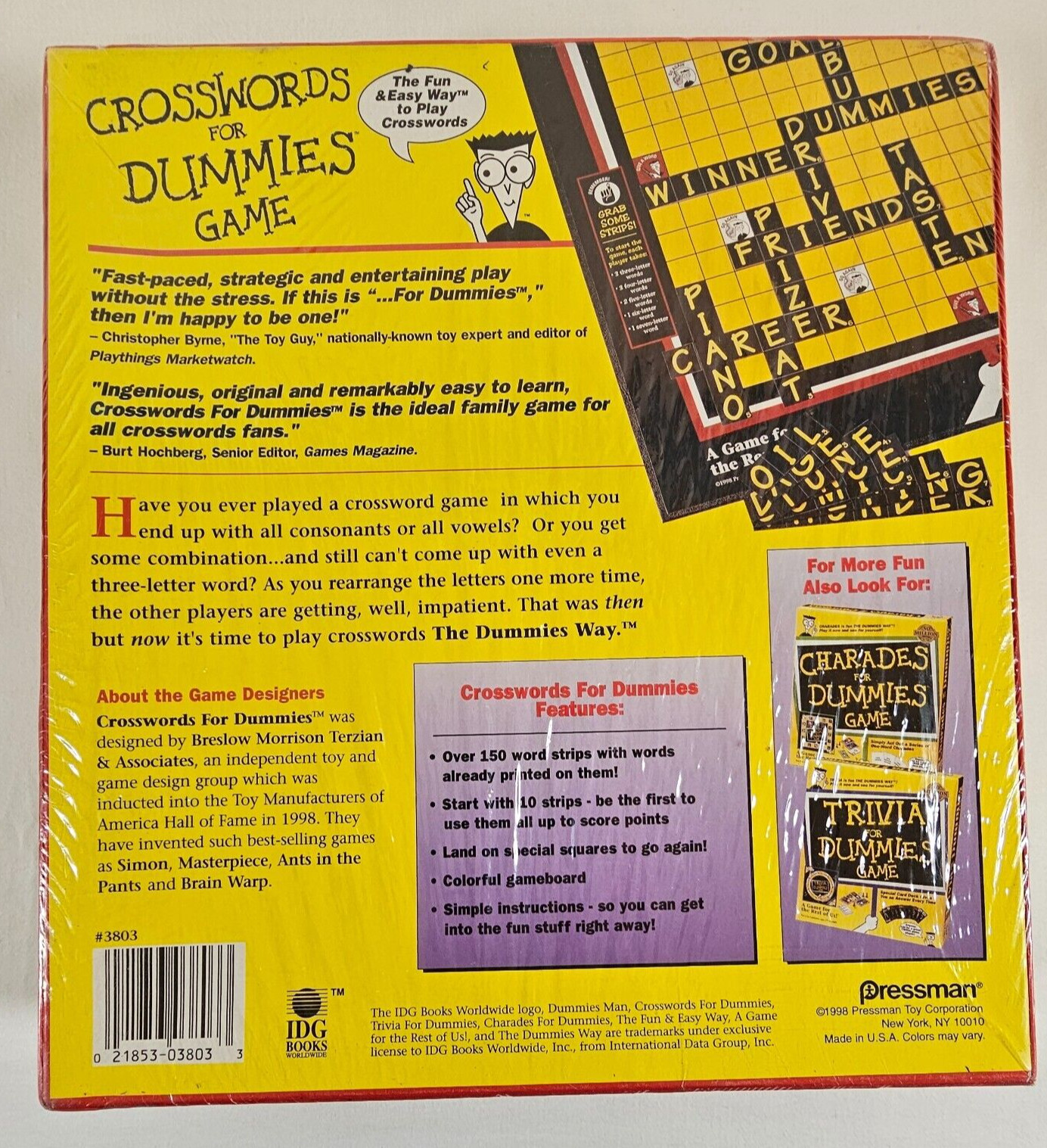 CROSSWORDS for Dummies Game Vintage 1998 2-4 Players Ages 12+ NEW Sealed