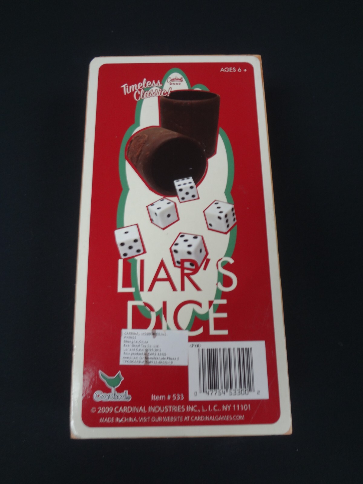 Cardinal Games Liars Dice In Wood Box Retro Game collectable – new open box