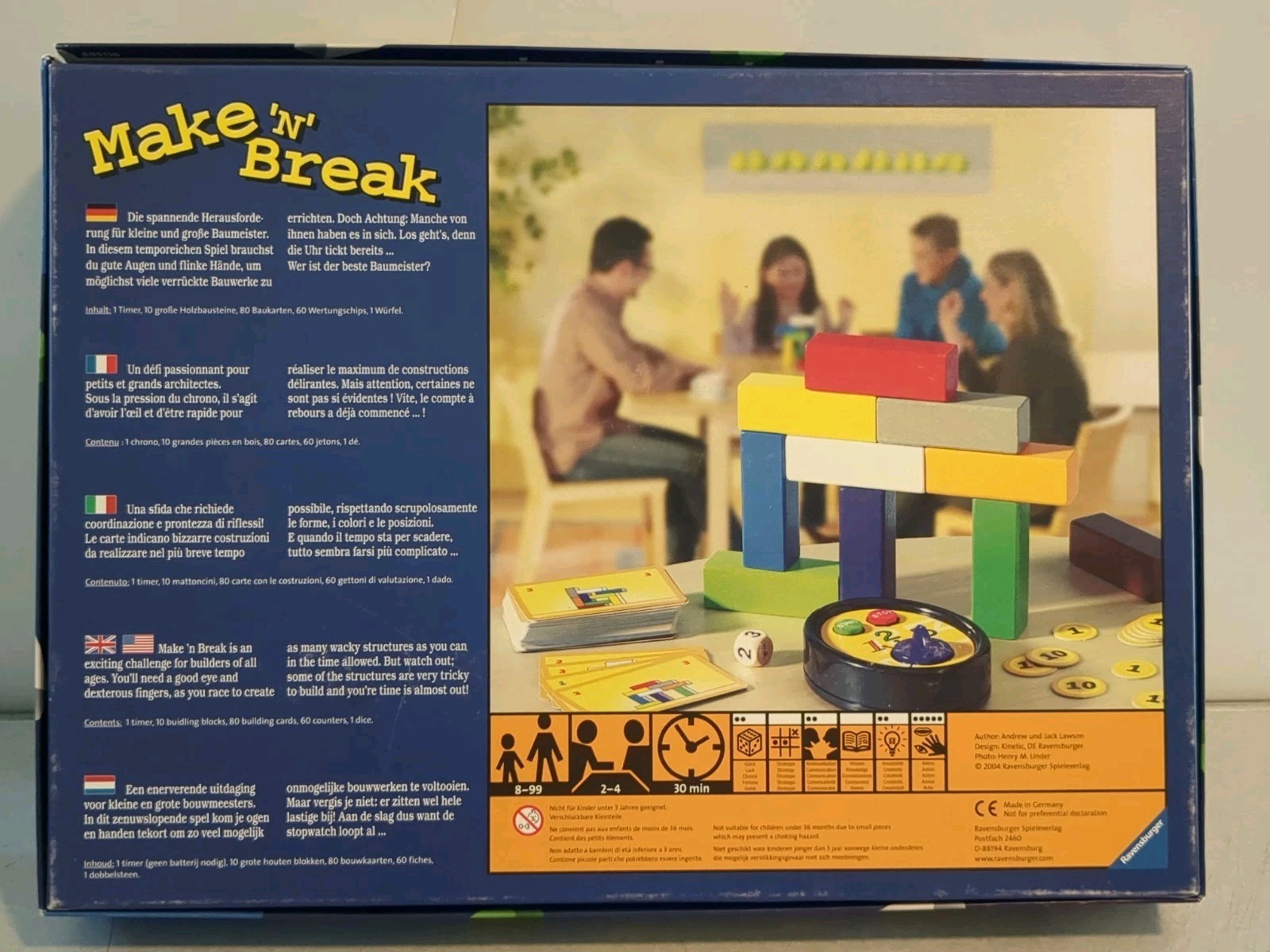 MAKE ‘N’ BREAK Board Game Complete Ravensburger 2004 Block Building Challenge