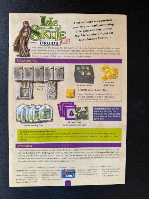 Isle of Skye Druids Expansion # 2 – Lookout Games – New Open Box – READ!