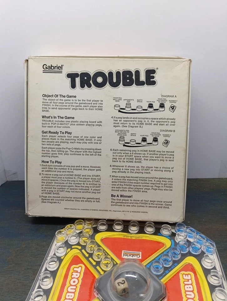 VINTAGE 1977 Gabriel Trouble Pop-O-Matic Game