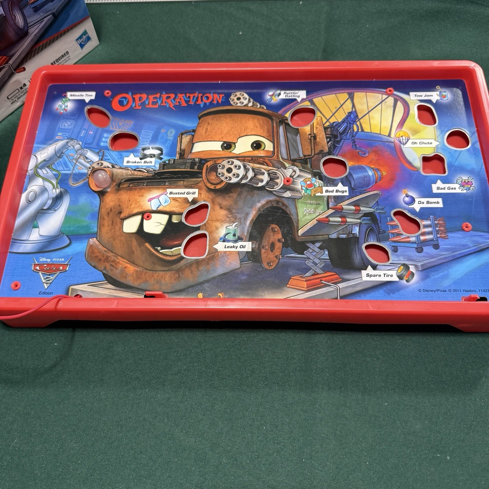 Operation Disney Pixar Cars 2 Skill Board Game ~ Hasbro/Mater ~Complete w/Video