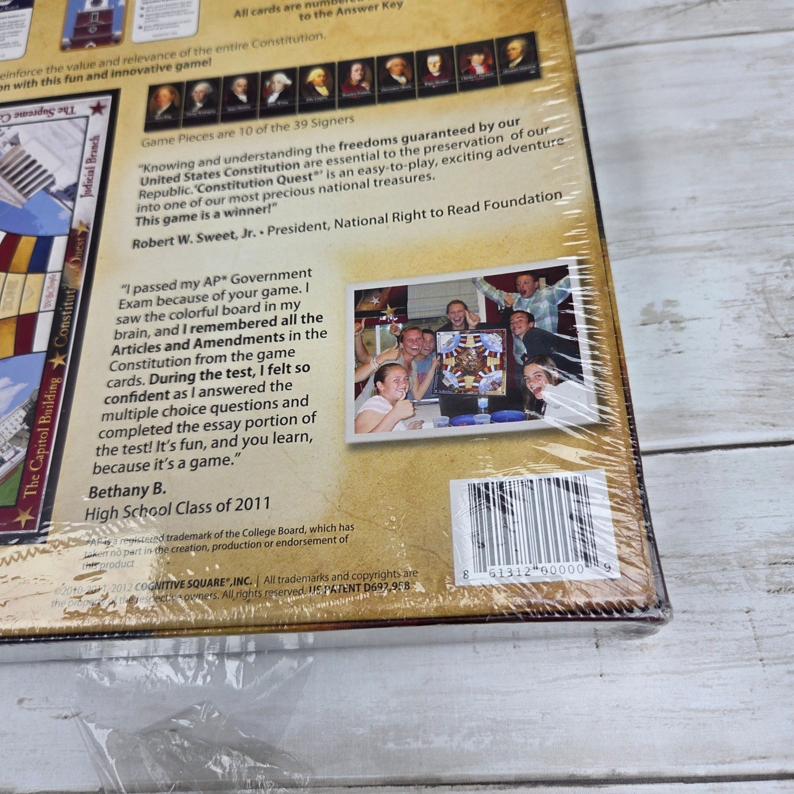 Cognitive Square The Constitution Quest Game Board Game New