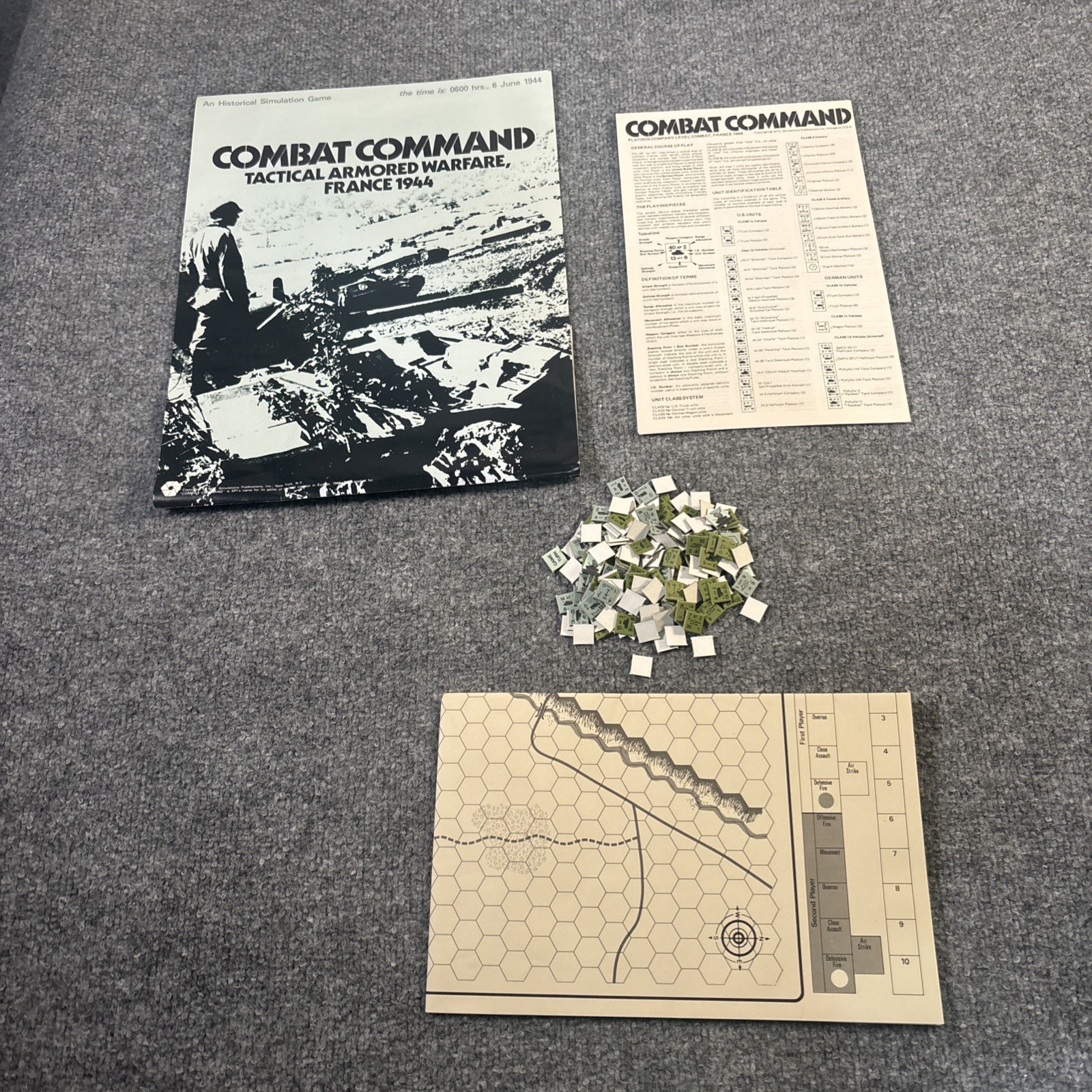 Combat Command 1972 Punched Simulation Game Tactical Armored Warfare France 1944