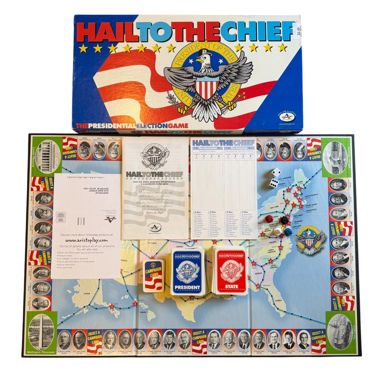 Aristoplay Hail to the Chief Board Game Vintage Election 2003 Complete
