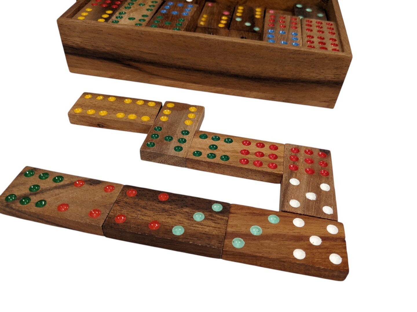 Wooden Double 9 Dominoes – 56 Piece Set, Handmade in Thailand