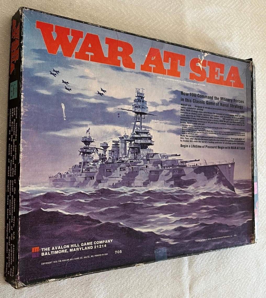 1976 Avalon Hill WAR AT SEA Game – 100% COMPLETE, ALL INTERNALS GREAT CONDITION!