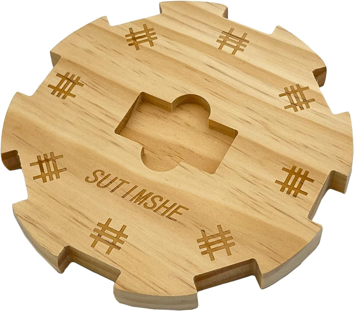 Wooden Hub Centerpiece for Mexican Train Dominoes Game with Felted Bottom (Up to