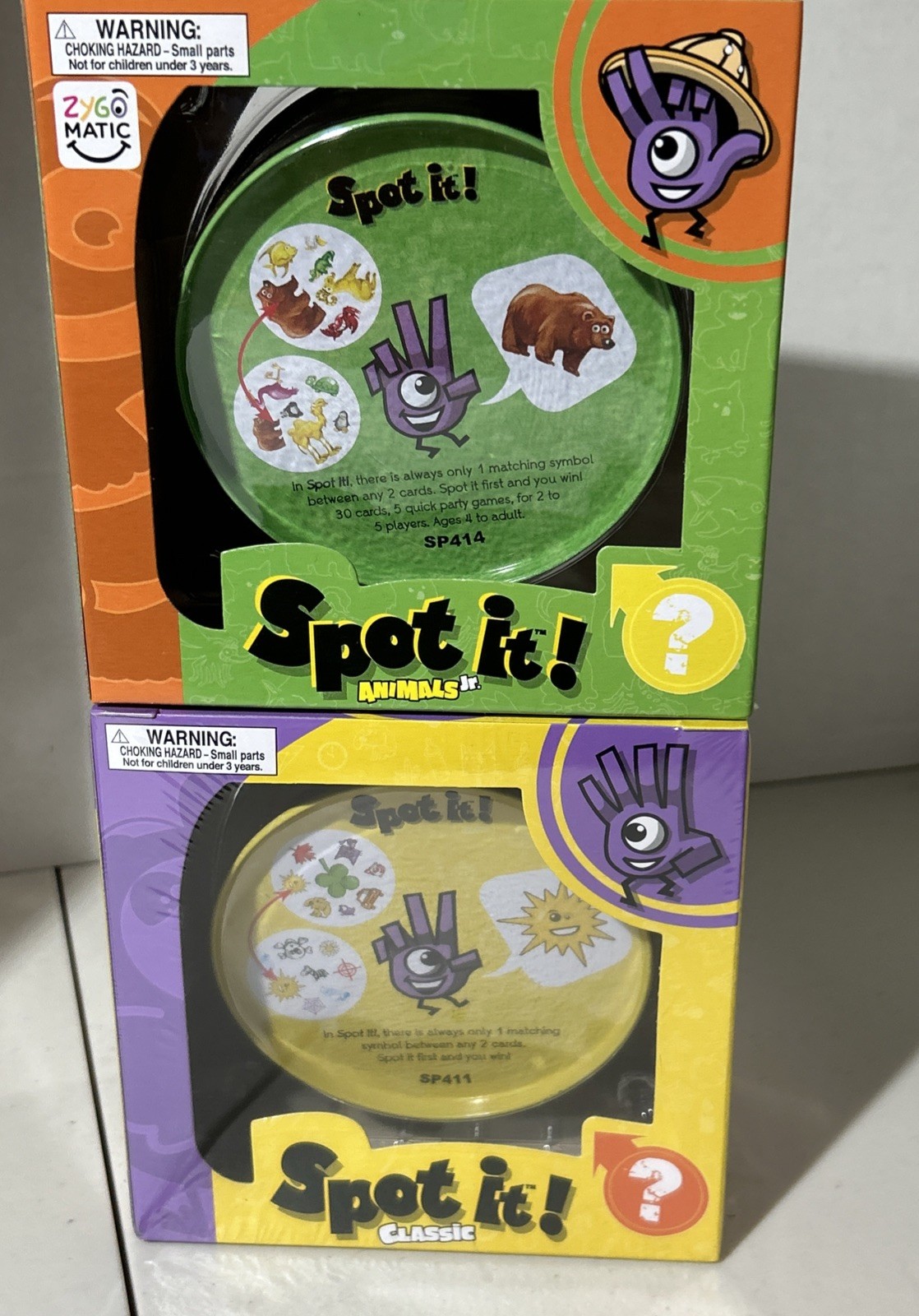 Spot It! Animals Jr. & Classic Board Game by Zygomatic