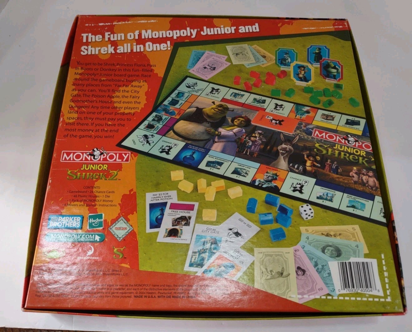 2004 MONOPOLY JUNIOR SHREK 2 BOARD GAME COMPLETE PARKER BROTHERS HASBRO VINTAGE