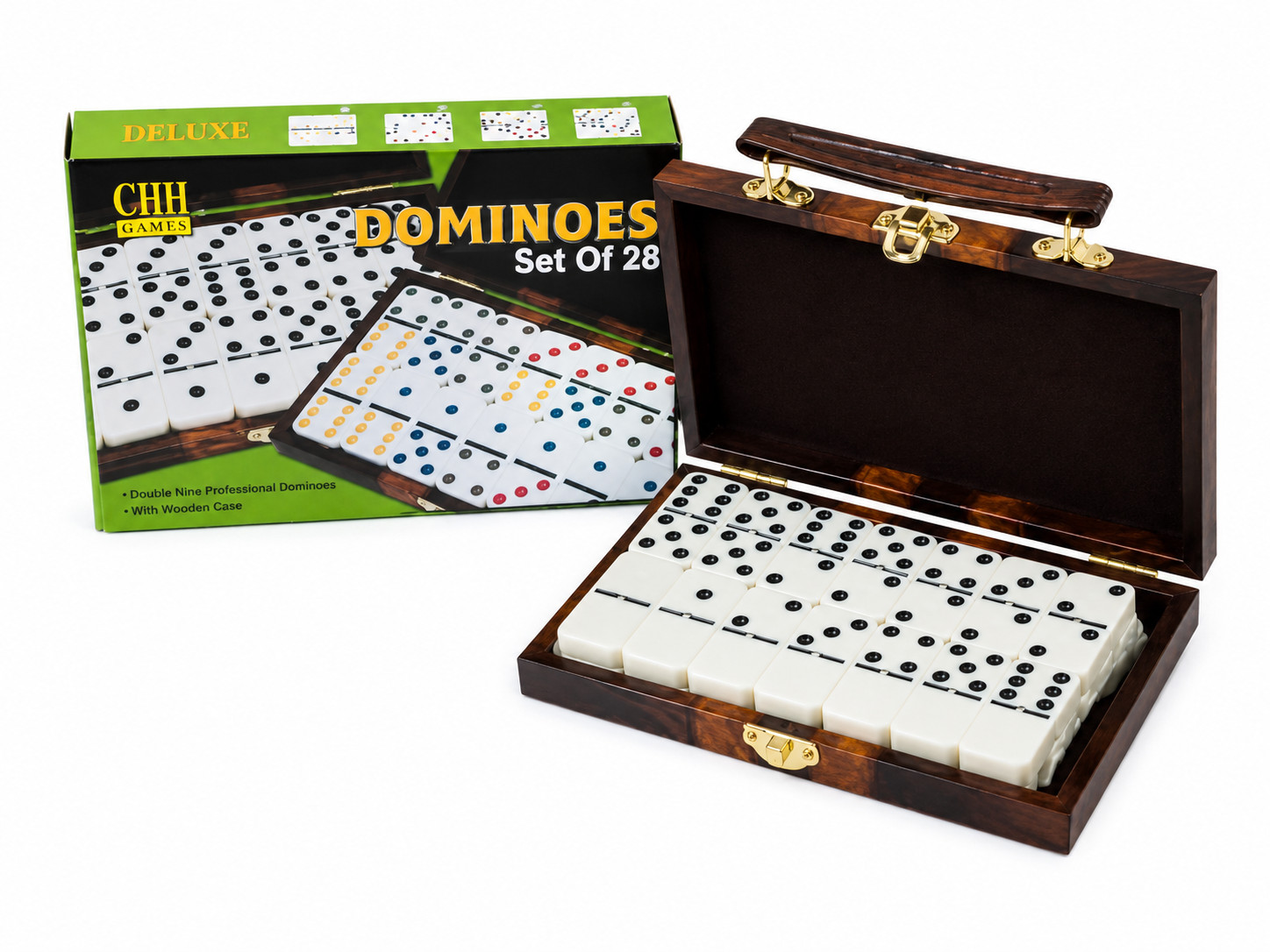 Dominoes Double 6 Six Standard Size Ivory Color & Carrying Case