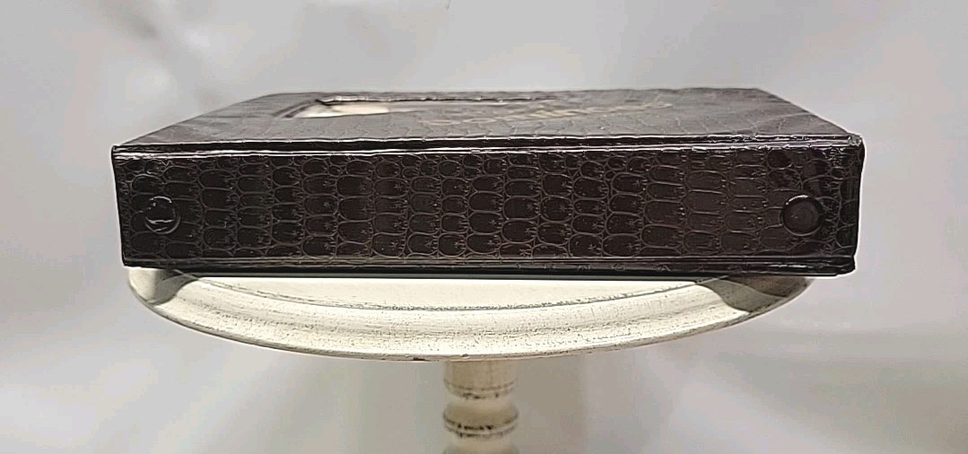 Double 12 Dominoes Set Faux Crocodile Case Multicolor Pips + Bonus Tiles 1980s