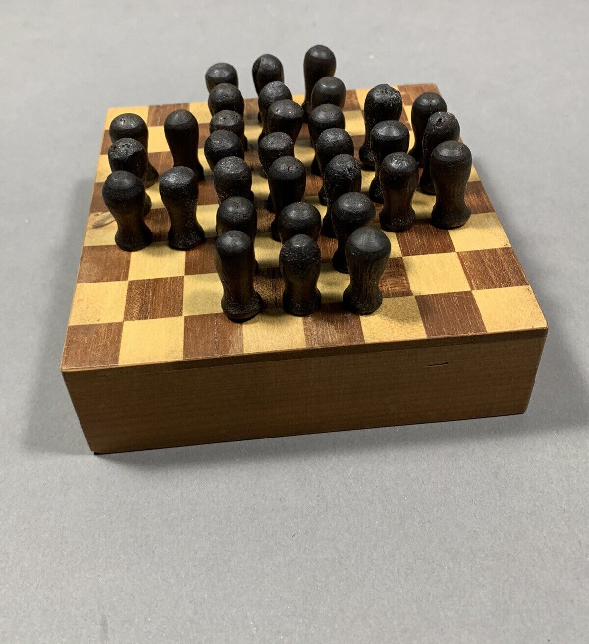 Vintage GAME OF FIFTEEN Gem Puzzle & Solitaire Peg Brain Teaser Japan Inlaid Box