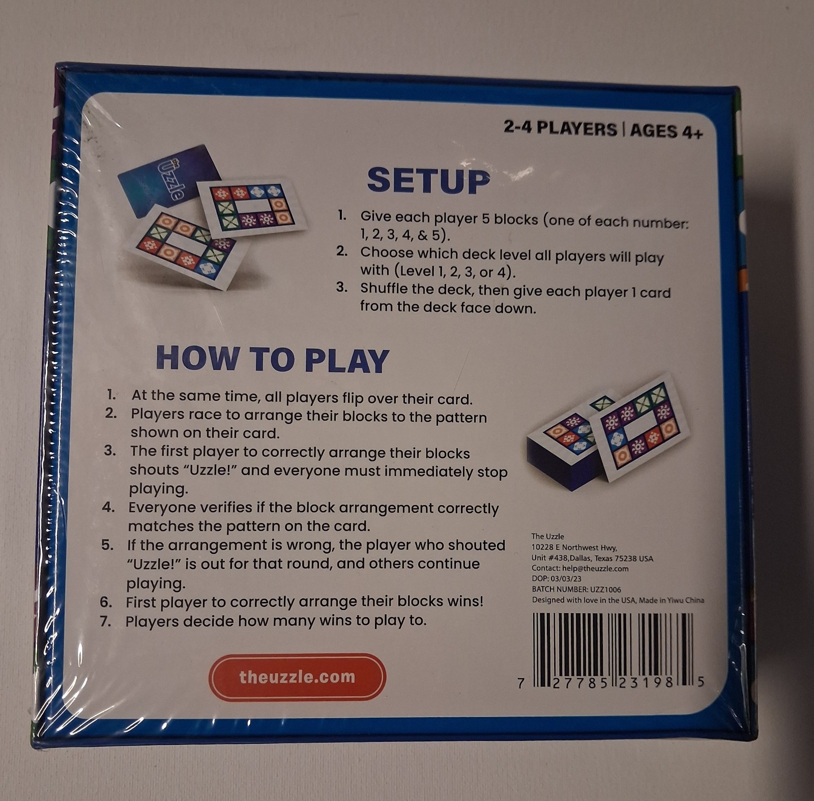 New & Sealed!! The Uzzle Game 2023 2-4 Players & Ages 4+ Great Family Game !!