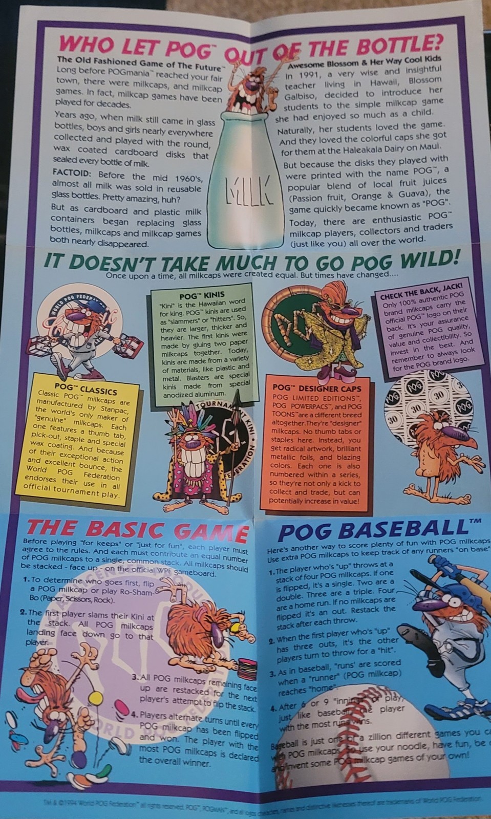 1990 World POG Federation Micro Tournament Case Board Pocket Book WPF Vintage