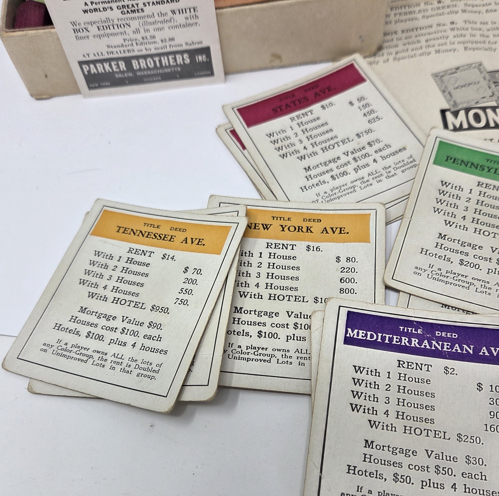 Rare 1941 MONOPOLY Game-Parker Brothers-“Trade Mark” Black Box-No Board Vintage