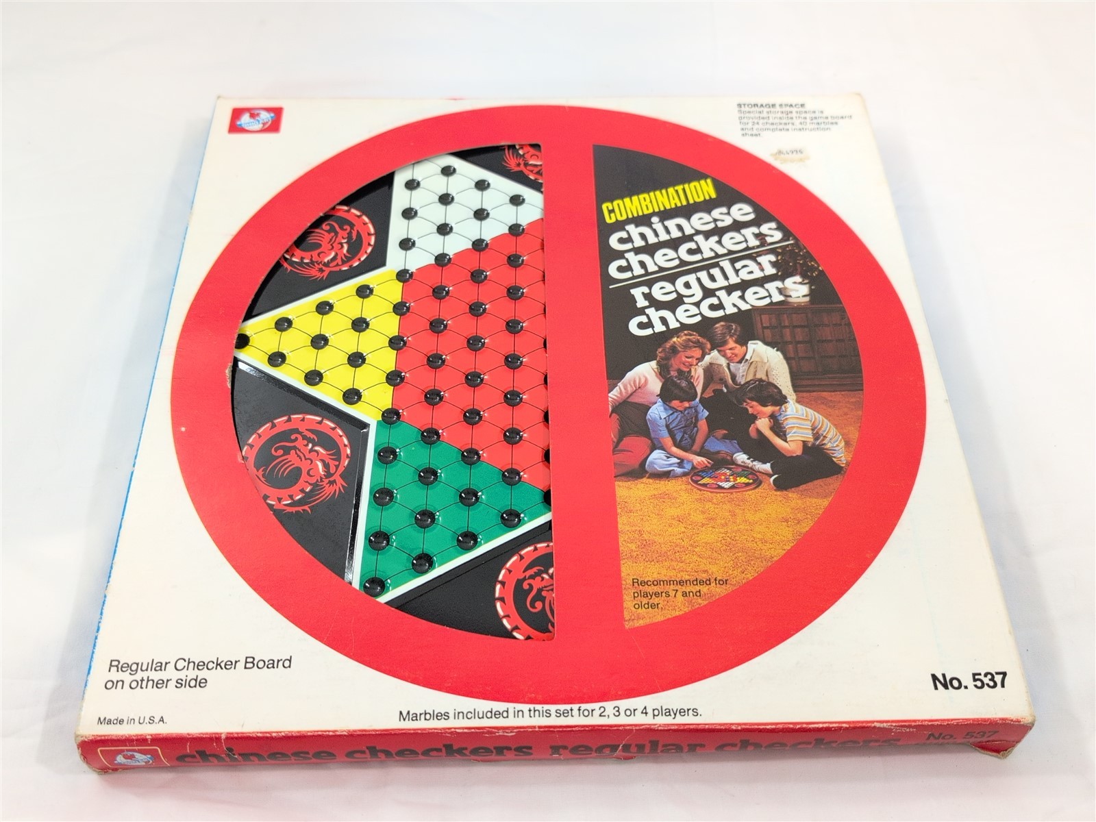Vintage OHIO ART CHINESE CHECKERS AND REGULAR CHECKERS Game #537-ORIGINAL BOX