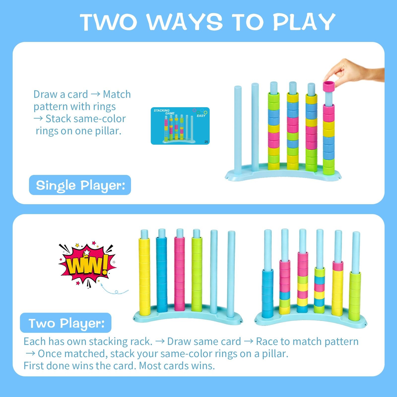 Color Matching Challenge Game – Fast Pattern Color Sorting & Stacking Toys, F…