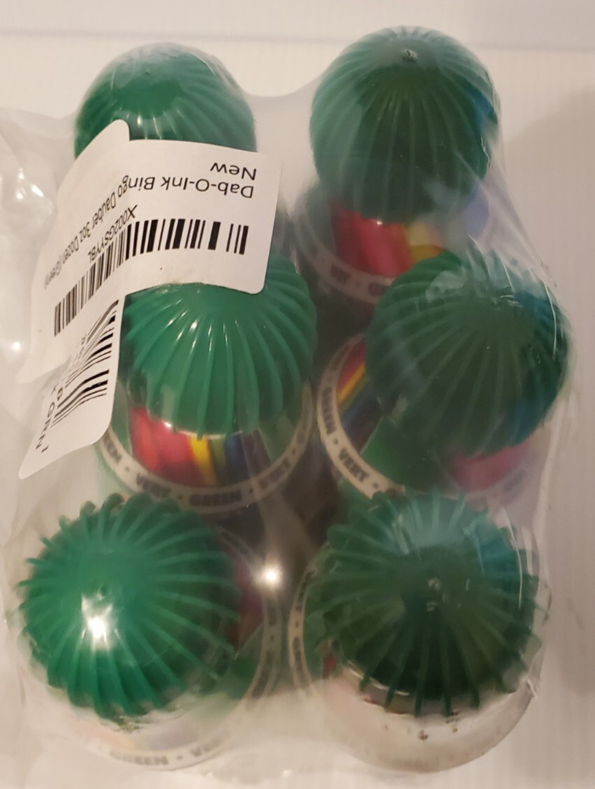 Dab-O-Ink 3oz Vert Green Bingo Dauber (Pack of 6) and 5 used ones 2 blue 3 red