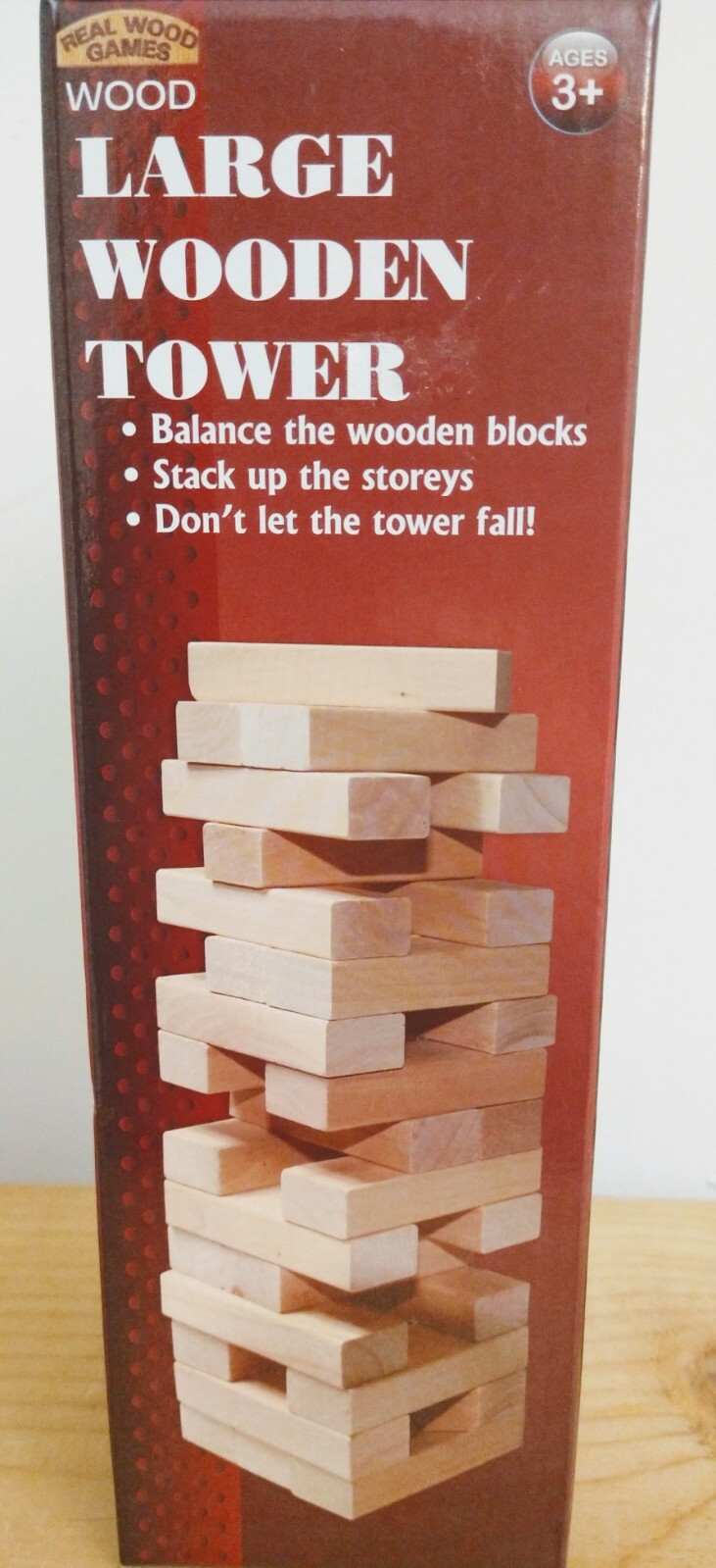 Real Wood Games Wooden Tower Blocks Approx 3 Inches By 1.5 Inches