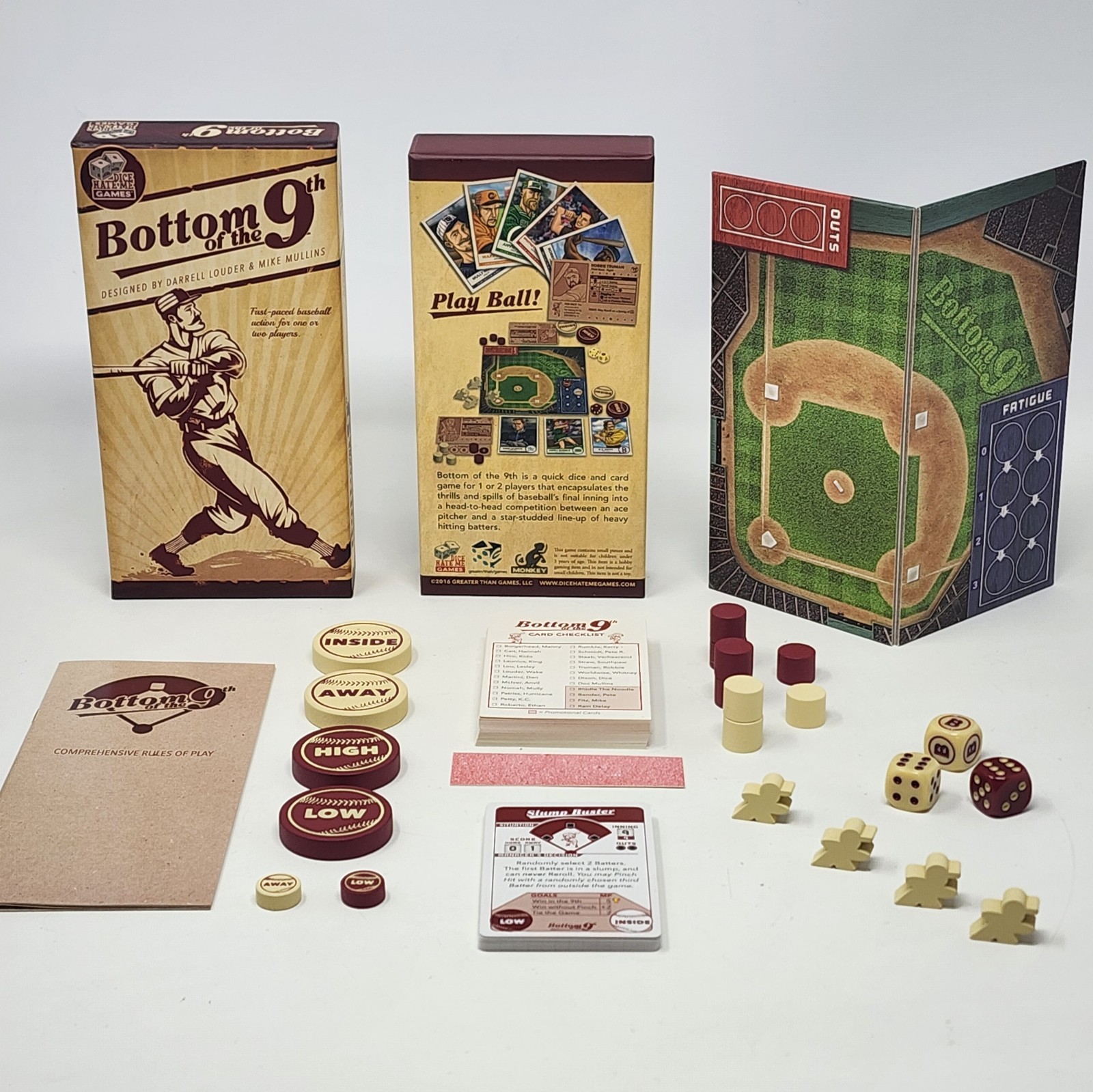 Bottom of the 9th Dice Hate Me Games 2016 2 Player Baseball Game Complete EX/NM