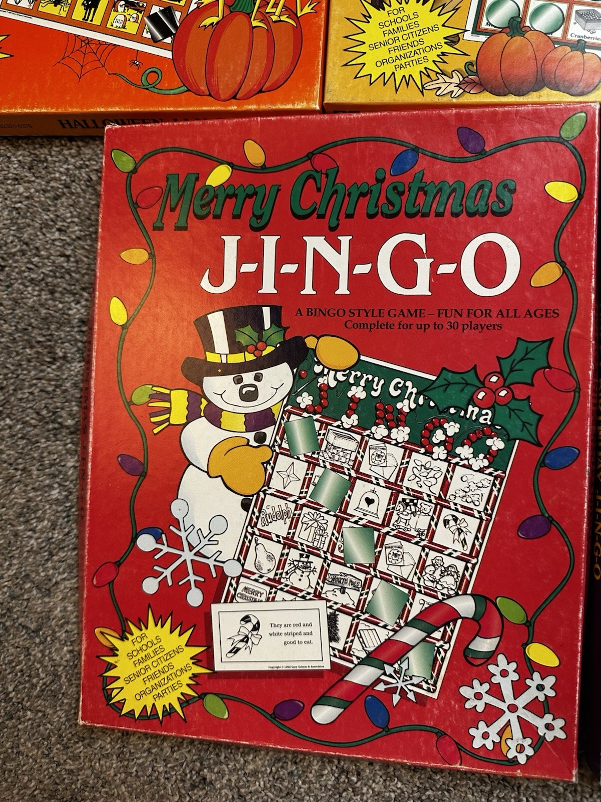 JINGO Lot of 5 J-I-N-G-O Bingo VINTAGE games Halloween Christmas Holidays