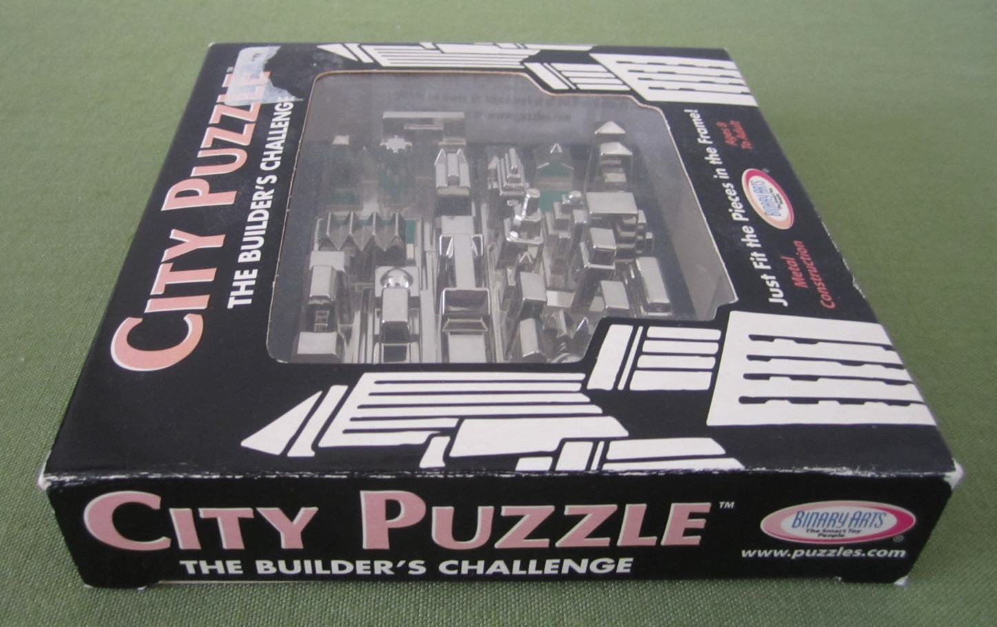 Vintage 2002 Binary Arts CITY BUILDERS CHALLENGE Metal Puzzle Desk Toy Complete