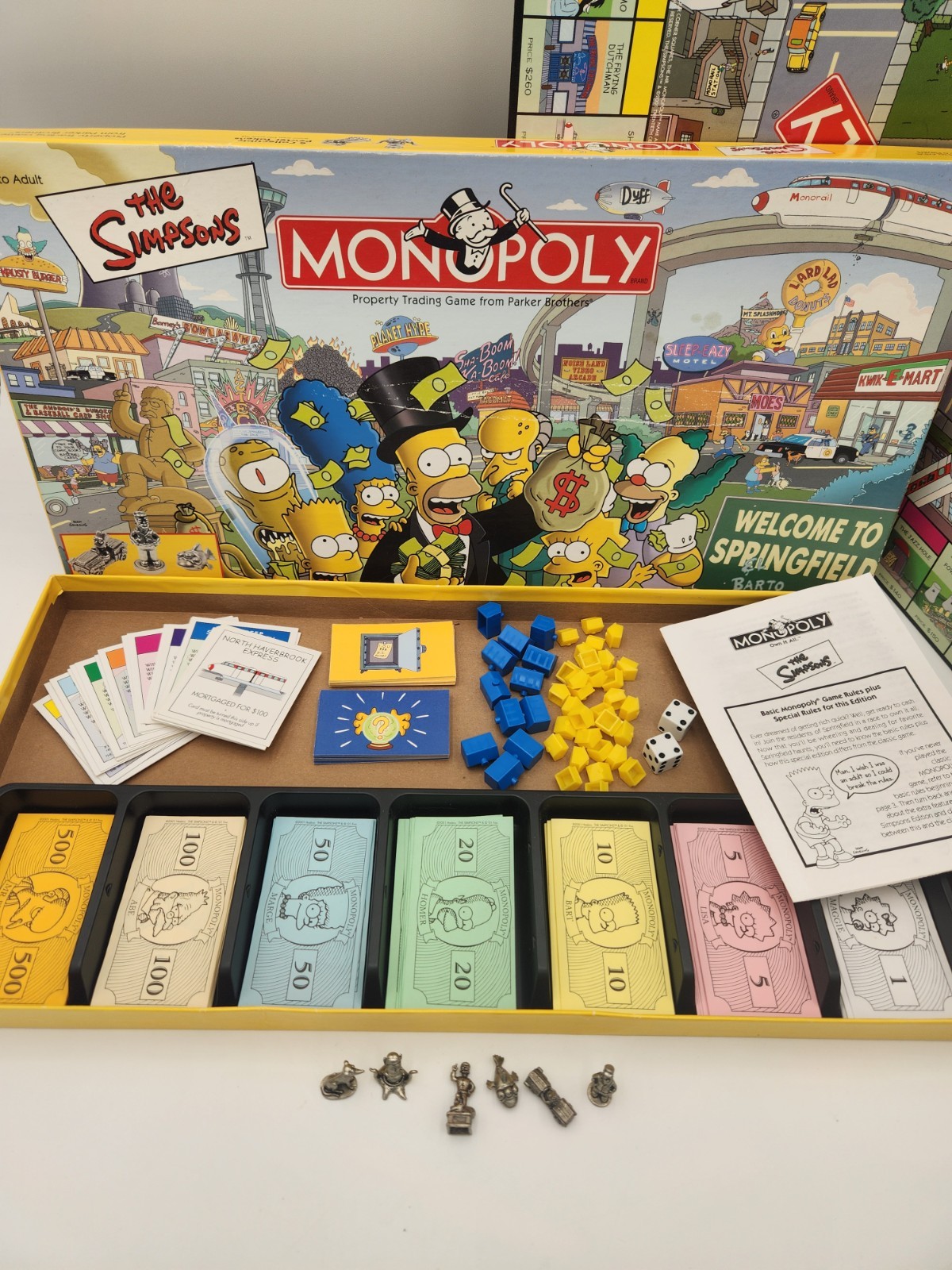 The SIMPSONS Monopoly “Welcome To Springfield” Board Game 2001 100% Complete