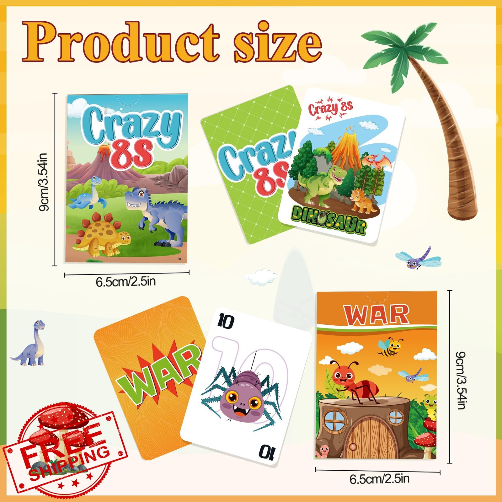 Etyishe Card Game 2 Decks Crazy 8s War Kids Adults